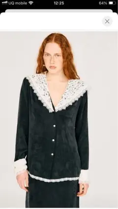 PRANKPROJECT レース襟付き黒長袖シャツ