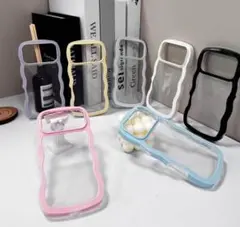 くねくねフレーム クリア iPhone ケース 可愛い 全 7 色のサムネイル