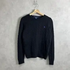 USA古着 ラルフローレン ケーブルニット ブラック コットン vintage