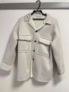 ベージュ フリースジャケット ボア袖