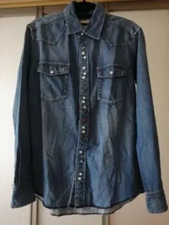 BEAMS　メンズ　デニムシャツ カジュアル 長袖　ビジュー