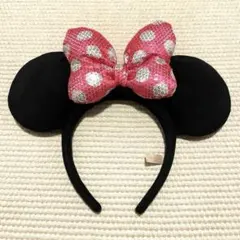 ディズニー カチューシャ ミニーちゃん スパンコール ピンクドット