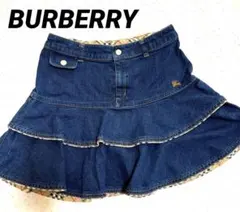 美品【BURBERRY バーバリー】デニムスカート ノバチェック