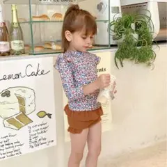 水着　女の子　150　ラッシュガード　リバティ　花柄　長袖　キッズ　上下セット