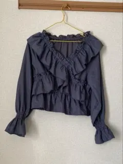 クロスフリルオフショルブラウス