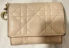 7013.Dior レディディオール ロータスウォレット 三つ折り財布 ピンク