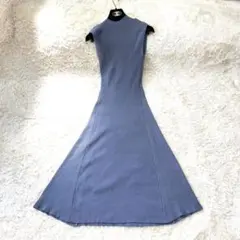 アニュアンス セミマーメイドニットワンピース ブルー　ロングワンピース