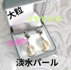 極美品✨虹色淡水パール 揺れる大粒バロックイヤリング ネジバネ式