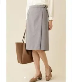 ナチュラルビューティーベーシック [洗える]TRダブルクロス スカート　グレー