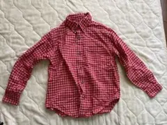ユニクロ　赤チェック　長袖シャツ　140 ポロシャツ