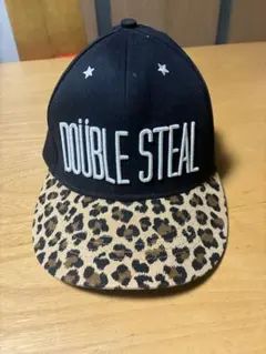 DOUBLE STEAL キャップ ブラック×レオパード フリーサイズ 刺繍ロゴのサムネイル