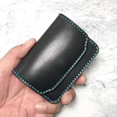 ミニ財布 栃木レザー コンパクト財布 黒 小さい財布 本革 メンズ レディース