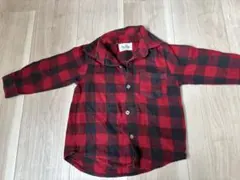 ベビー服　90サイズ 長袖　シャツ　赤黒　上着 チェック　赤ちゃん服