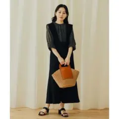 センスオブプレイス ストレッチ マーメイド ジャンパースカート ブラック