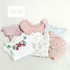 【６点セット♡】西松屋＊ベビーTシャツ/ブラウス　襟付　花柄　フリル　70-90