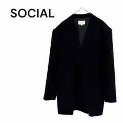 SOCIAL ソーシャル ノーカラージャケット ブラック LLサイズ