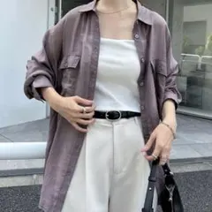 シアー オーバーサイズ シャツ ワッシャー加工 長袖のサムネイル