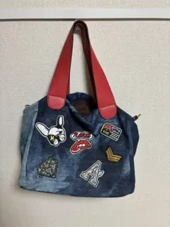 ワッペン付き デニムトートバッグ