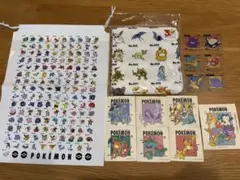 ポケモン ステッカー BIGハンカチ ビニール巾着袋 スリコ　スリーコインズ