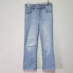 【ZARA】（S）ハイライズフレアデニム/フロントボタンフライ/ウォッシュ加工