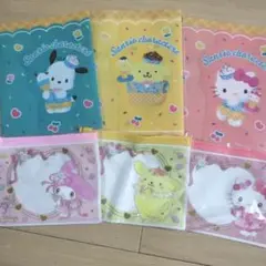 サンリオキャラクターズ クリアファイル3枚スライダーポーチ3枚まとめ売り