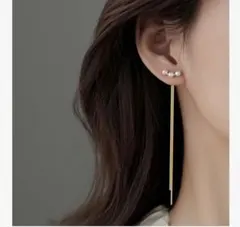パール ゴールド ロングピアス 2通り