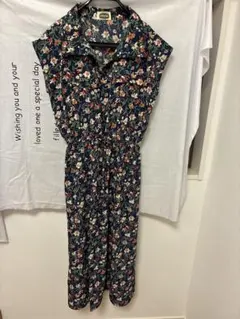 as know as 花柄ワンピース ネイビー