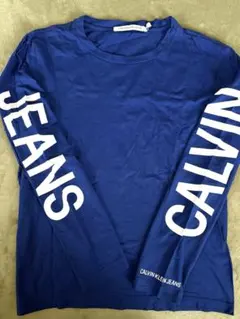 タグなし新品 Calvin Klein Jeans 長袖ロゴカットソー ブルーのサムネイル
