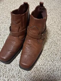 ブラウン アンクルブーツ バックジッパー付き