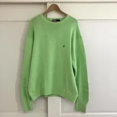 POLO RALPH LAUREN コットンニット 4L ライムグリーン 古着のサムネイル