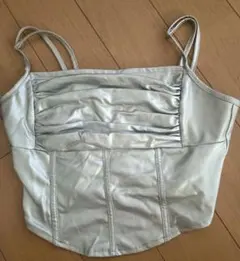 レディース トップス キャミソール シルバー　Sサイズのサムネイル