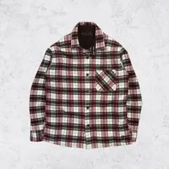 チェック シャツジャケット 白 赤 黒 起毛 ネルシャツ 古着 アメカジ 秋冬