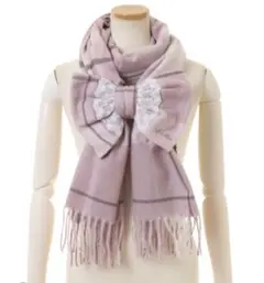 LIZLISA チェックリボンストール ピンク