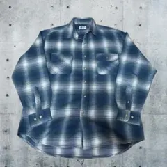 90s グッドレギュラー Hi-Crop オンブレ シャドーチェック ネルシャツ