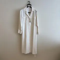 新品タグ付 UNIQLO UVカット シャツワンピース 長袖 ロング M 白