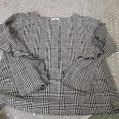 DRESKIP チェック柄 フリルニットトップス