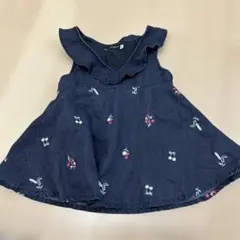 BeBe ネイビー　花柄 ワンピース 90