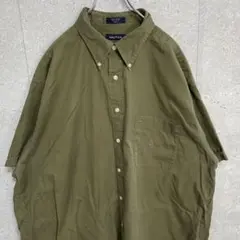 ノーティカ　オリーブグリーン　刺繍ロゴ　半袖シャツ　ビックサイズ　2XL