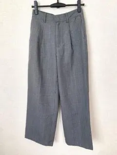 美品 AMERICAN HOLIC チェック柄ワイドパンツMカジュアル ゆったり