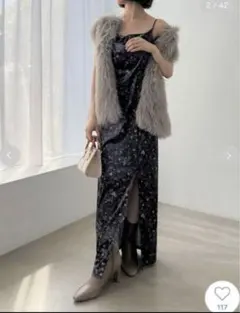 snidel スナイデル　ベロアプリントキャミワンピース　花柄