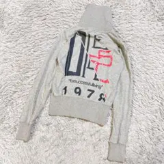 DIESEL ディーゼル　ハイネック　ジップアップスウェット　ビッグロゴ　グレー