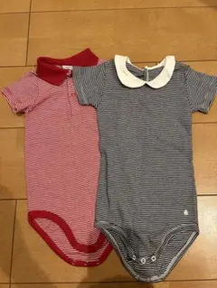 プチバトー　24m 半袖ロンパース　2枚セット