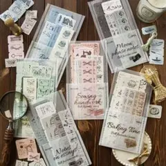 ラスト！コラージュ　アートチケットラベル　紙素材ステッカー60枚