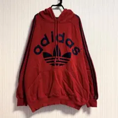 【希少】80's adidas アディダス パーカー トレフォイル レッド　L