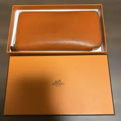 HERMES アザップシルクイン 長財布 ラウンドファスナー オレンジのサムネイル