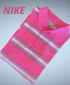 キレイ！　NIKE　ナイキ　ゴルフウェア　メンズ　M　ボーダー　ピンク