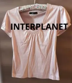 INTERPLANET★ Vネック カットソー ピンク 半袖のサムネイル