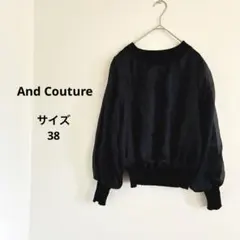 アンドクチュール　ブラック　オーガンジー　バルーンスリーブ トップス　サイズMのサムネイル