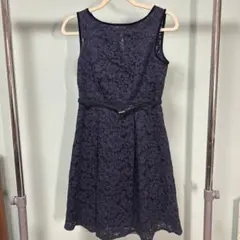 パーティードレス　ネイビー ノースリーブ ワンピース