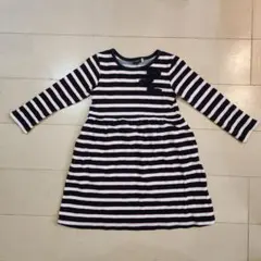 Bebe べべ　長袖 ワンピース 120cm ボーダー　トリコロール　リボン